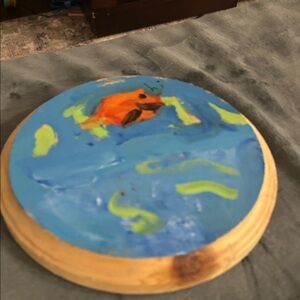 Hand-Painted Fish Art on Wooden Plaque